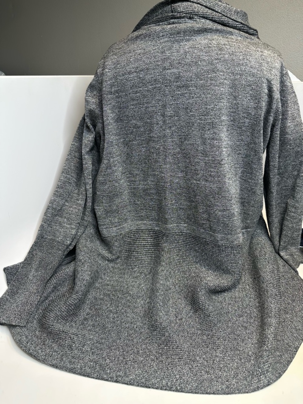 Chelsea & Theodore Heather Gray Shawl Collar Open Cardigan - Picture 6 of 10